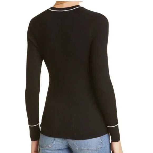 Veronica Beard Kinnie Ribbed Merino Wool Crew Neck Pullover Sweater Black Size S - Picture 3 of 14